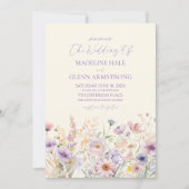 Elegante Roze Paarse Wildflower Meadow Wedding Kaart (Voorkant)
