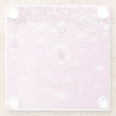 Elegante Roze Pailletten Druipende Bruidsmeisjesbr Glazen Onderzetter (Achterkant)