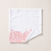 Elegante roze Paisley Floral Stripe Bad Handdoek (Wasdoekje)