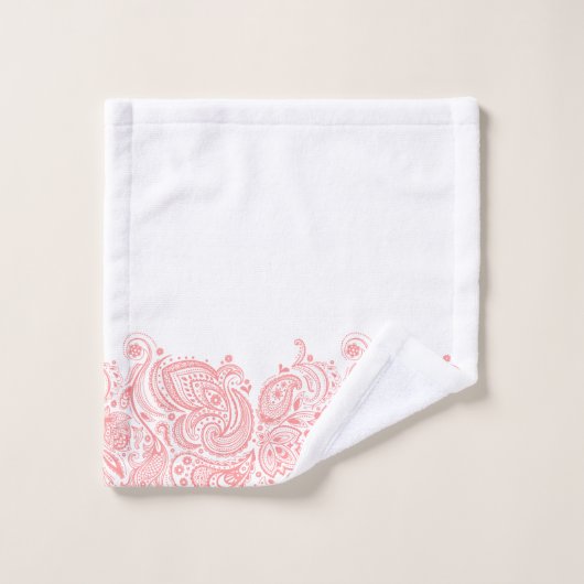 Elegante roze Paisley Floral Stripe Bad Handdoek (Wasdoekje)