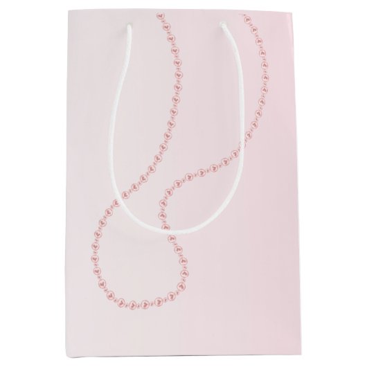 Elegante Roze Parels Bruiloftsborrel Medium Cadeauzakje (Voorkant)