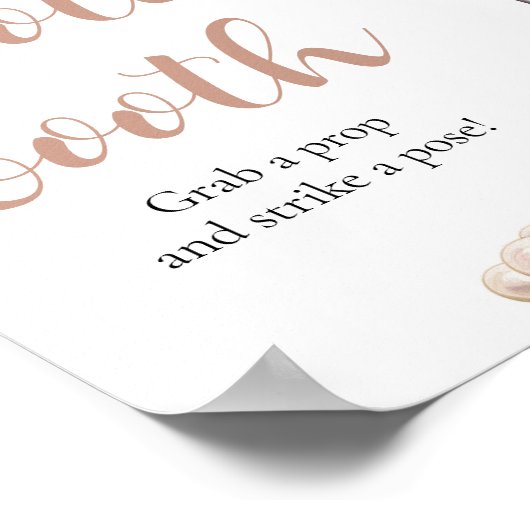 Elegante roze parels en Prosecco Photo Booth Sign Poster (Hoek)