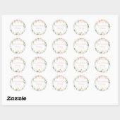 Elegante roze & pastel bloemenbruiloft ronde sticker (Vel)