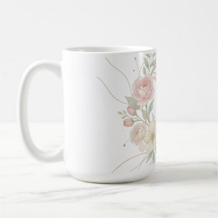 Elegante Roze Pastel Bloemenkrans Botanisch Ontwer Koffiemok