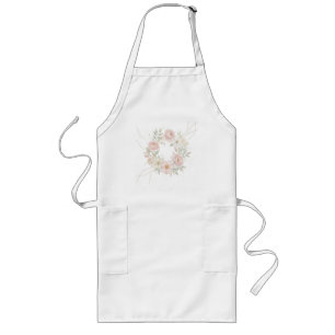 Elegante Roze Pastel Bloemenkrans Botanisch Ontwer Lang Schort