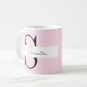 Elegante roze pastel gepersonaliseerde mok met mon (Voorkant links)