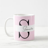Elegante roze pastel gepersonaliseerde mok met mon (Links)