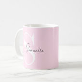 Elegante roze pastel gepersonaliseerde mok met mon (Voorkant links)