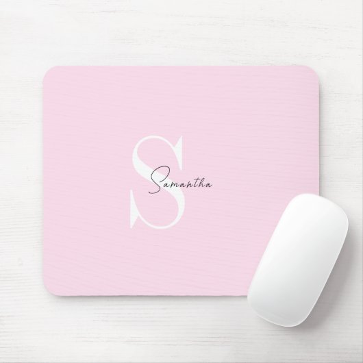 Elegante roze pastel gepersonaliseerde mousepad muismat (Met muis)