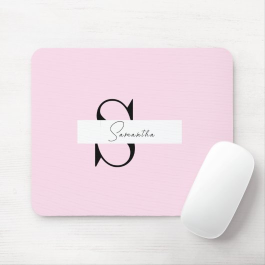 Elegante roze pastel gepersonaliseerde mousepad muismat (Met muis)