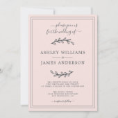 Elegante roze pastel trouwuitnodiging kaart (Voorkant)