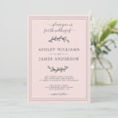 Elegante roze pastel trouwuitnodiging kaart (Staand voorkant)