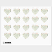 Elegante roze & pastelgroene bloemige trouw hart sticker (Vel)