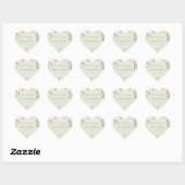 Elegante Roze & Pastelgroene Bloemrijke Bruids-Sho Hart Sticker (Vel)