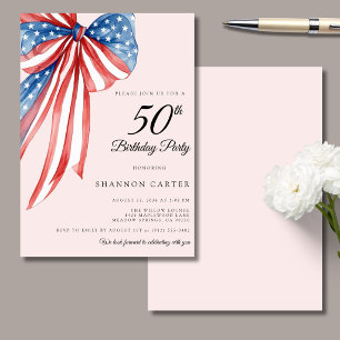 Elegante Roze Patriottische 50e Verjaardag Kaart