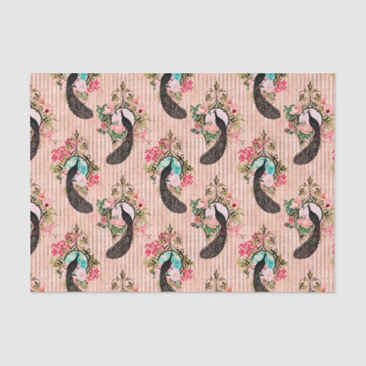 Elegante roze pauw tissuepapier (Voorkant)