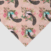 Elegante roze pauw tissuepapier (Detail)