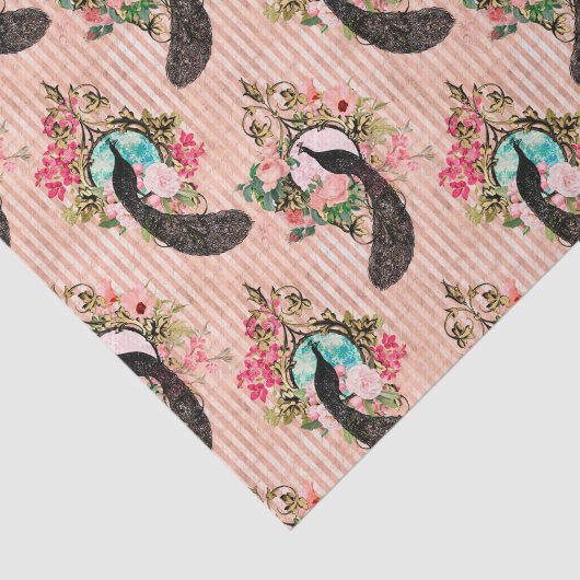 Elegante roze pauw tissuepapier (Detail)