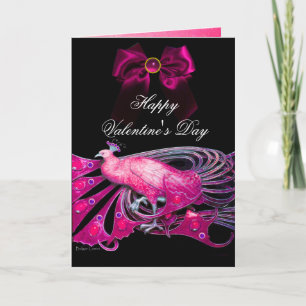 ELEGANTE ROZE PAVO,STRIK,EDELSTEEN,VALENTIJN FEESTDAGEN KAART