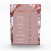 Elegante roze Peach Beauty Salon Menu Fotoblokken (Voorkant)
