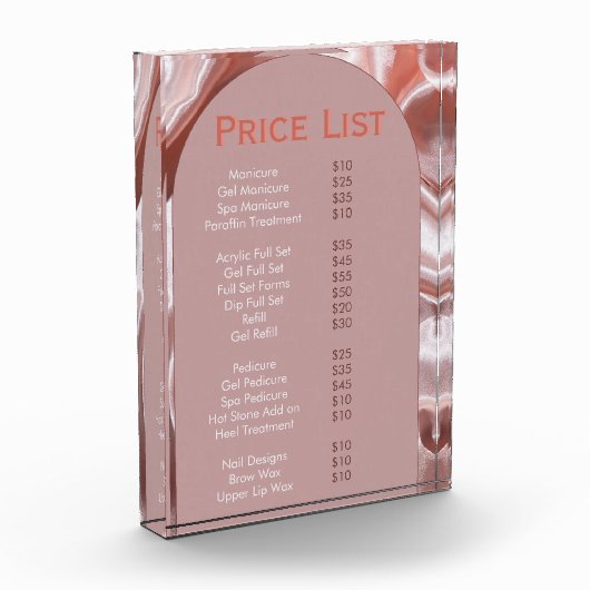 Elegante roze Peach Beauty Salon Menu Fotoblokken (Links)