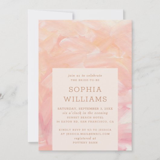 Elegante roze penseelstreken bruiloft vrijgezellen kaart (Voorkant)