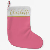 Elegante Roze Persoonlijke Moderne Script Typograf Kleine Kerstsok (Voorkant)
