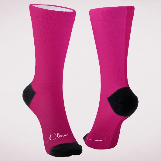 Elegante Roze Persoonlijke Script Naam Sokken