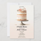 Elegante Roze Perzik Bloem Cake Bruidsdiner Kaart (Voorkant)