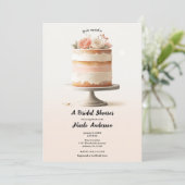 Elegante Roze Perzik Bloem Cake Bruidsdiner Kaart (Staand voorkant)