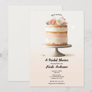 Elegante Roze Perzik Bloem Cake Bruidsdiner Kaart