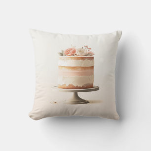 Elegante Roze Perzik Bloem Cake Keuken Bakkerij Kussen