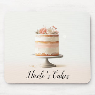 Elegante Roze Perzik Bloem Cake Keuken Bakkerij Muismat