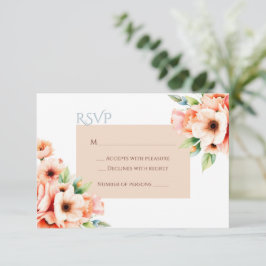 Elegante Roze Perzik Bloem RSVP-reactiekaart RSVP Kaartje
