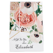 Elegante roze perzik bloemen bloesem medium cadeauzakje (Achterkant)