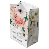 Elegante roze perzik bloemen bloesem medium cadeauzakje (Achterkant Gekanteld)