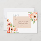 Elegante Roze Perzik Bloemen RSVP-reactiekaart RSVP Kaartje (Voorkant)