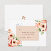 Elegante Roze Perzik Bloemen RSVP-reactiekaart RSVP Kaartje (Voorkant / Achterkant)