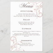 Elegante roze perzik bloemen trouwmenu flyer (Voorkant)