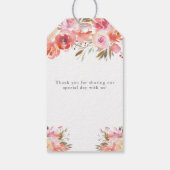Elegante Roze Perzik Bloemen Waterverf bruiloft Cadeaulabel (Achterkant)