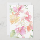 Elegante roze perzik bloemig  kruis doop kaart (Achterkant)