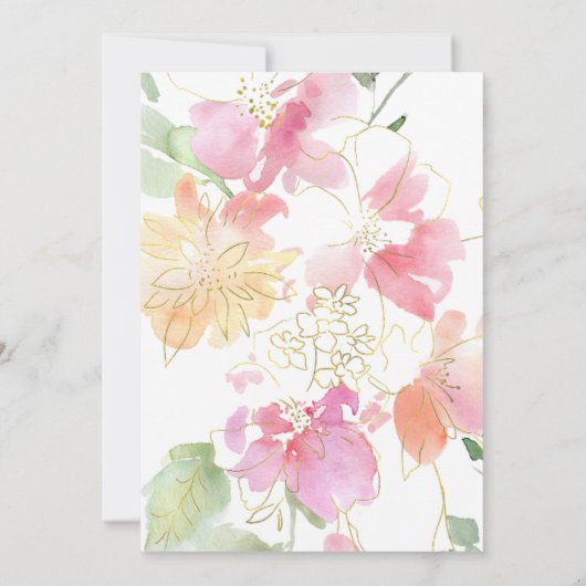 Elegante roze perzik bloemig kruis doop kaart (Achterkant)