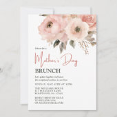 Elegante roze perzik bloemige Moederdag brunch Kaart (Voorkant)
