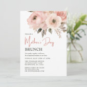 Elegante roze perzik bloemige Moederdag brunch Kaart (Staand voorkant)