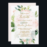 Elegante Roze Perzik Bloom 30ste Verjaardag Party Kaart<br><div class="desc">Meer bloemige Waterverf 30e verjaardagsuitnodigingen in de Little Bayleigh Store!</div>