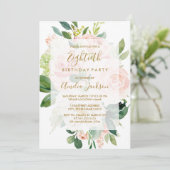 Elegante Roze Perzik Bloom 80ste Verjaardagsfeest Kaart (Staand voorkant)