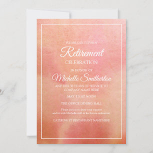 Elegante Roze Perzik Koraal Waterverf Pensioen Kaart