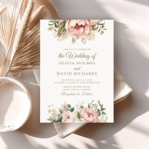 Elegante Roze & Perzik Pioen Huwelijksuitnodiging