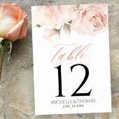 Elegante Roze Perzik Waterverf Bloem Bruiloft Kaart