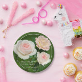 Elegante roze perzik witte rozen floraal papieren bordje (Feest)